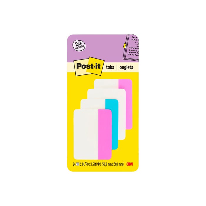 Post-it Filing Tabs, 2 Inches, Flat, Assorted Pastel Colors, Set of 24