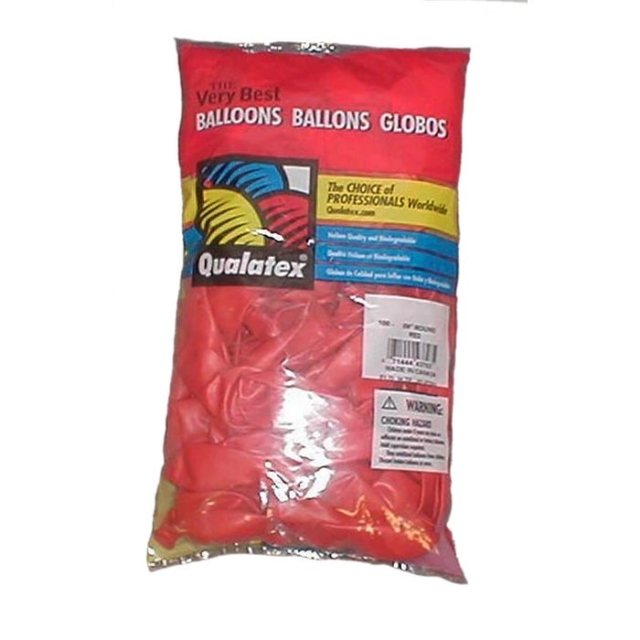 Delta Education Balloon, 12 Inch Round, Red, Pack of 100