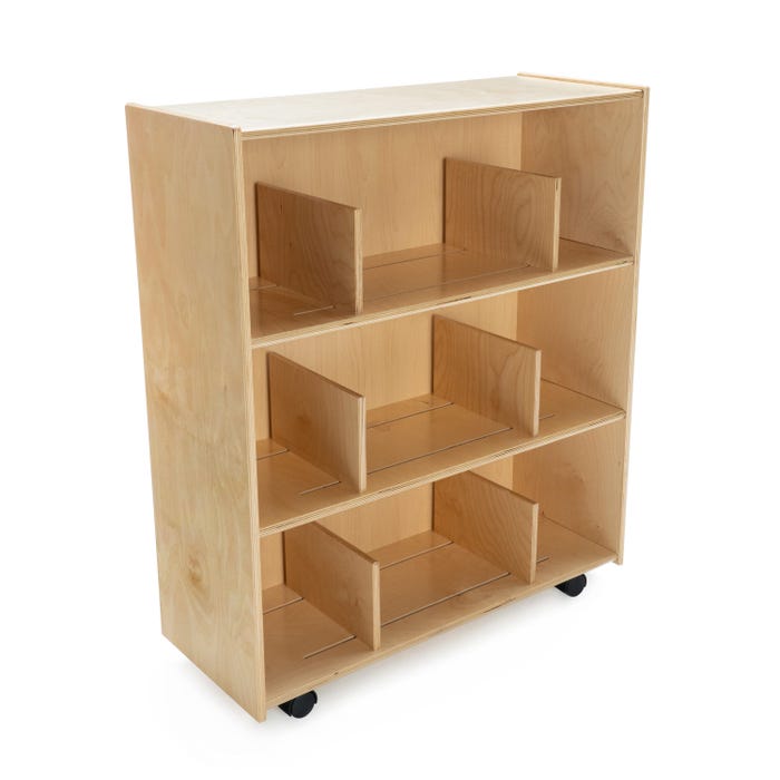 Childcraft Mobile Open Shelving Unit for Classrooms, Adjustable Dividers, Wooden, 35-1/4 x 14-1/4 x 42 Inches