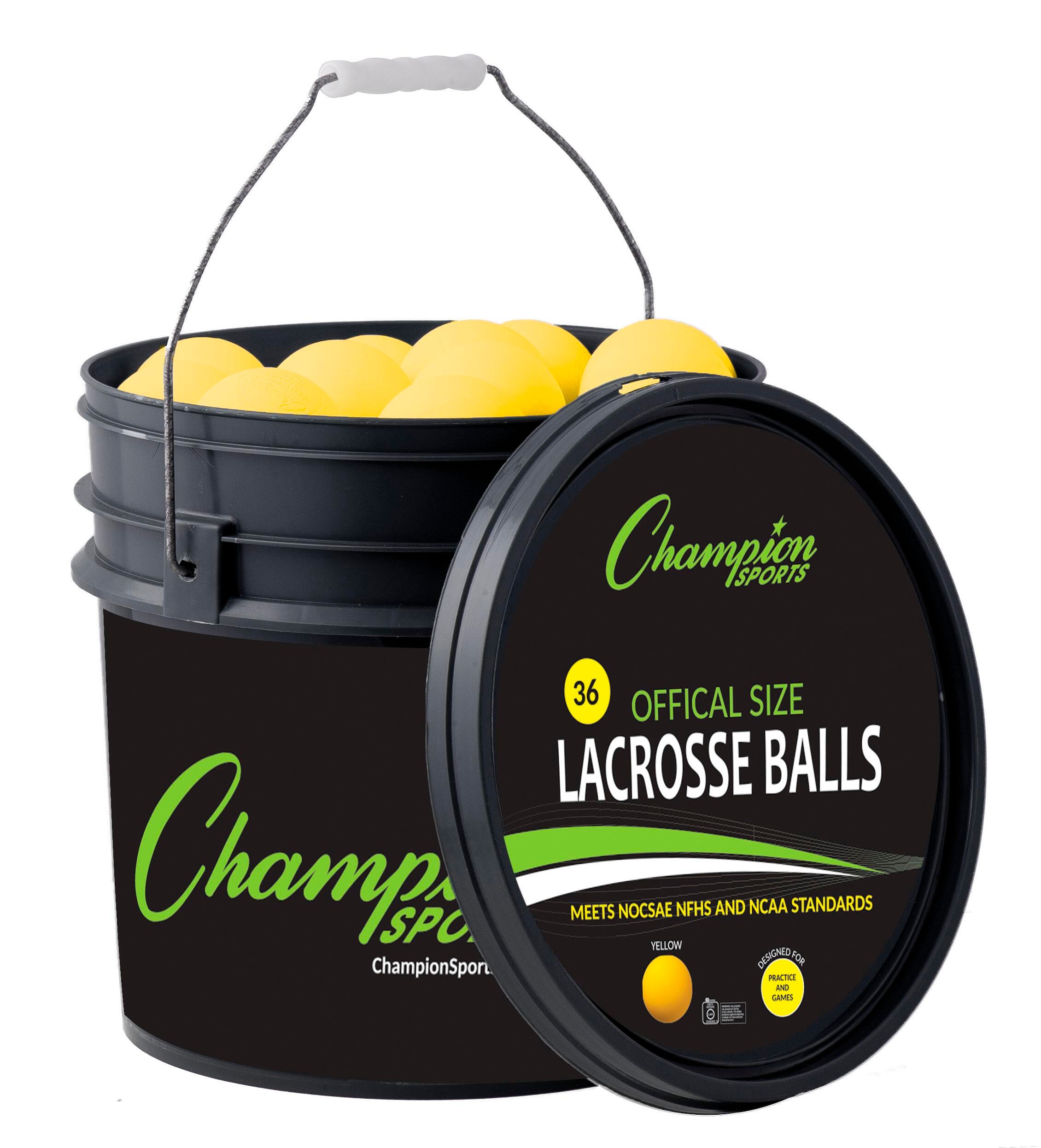 Image for Champion Sports Lacrosse Ball Bucket, Yellow, Set of 36 from School Specialty