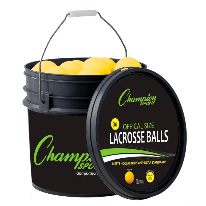 Champion Sports Lacrosse Ball Bucket, Yellow, Set of 36