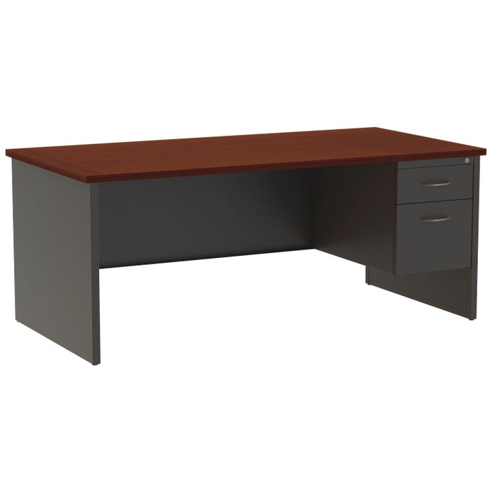 Lorell Mahogany Laminate/Charcoal Modular Desking, Right Pedestal Desk, 72 x 36 Inches, Mahogany/Charcoal