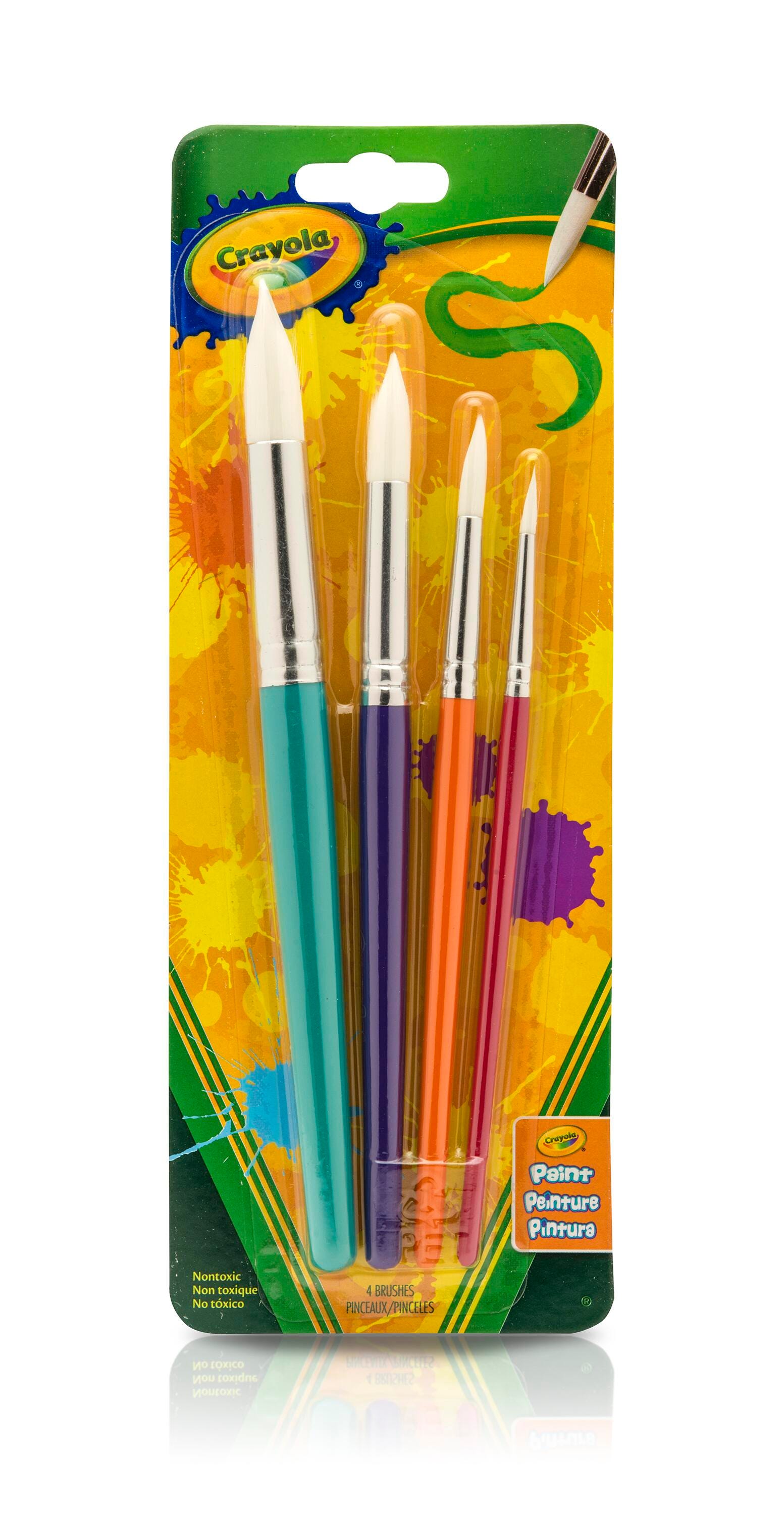 Crayola Big Paint Brush Set, Round Type, Wooden Handle , Assorted Sizes, Set of 4 1506962