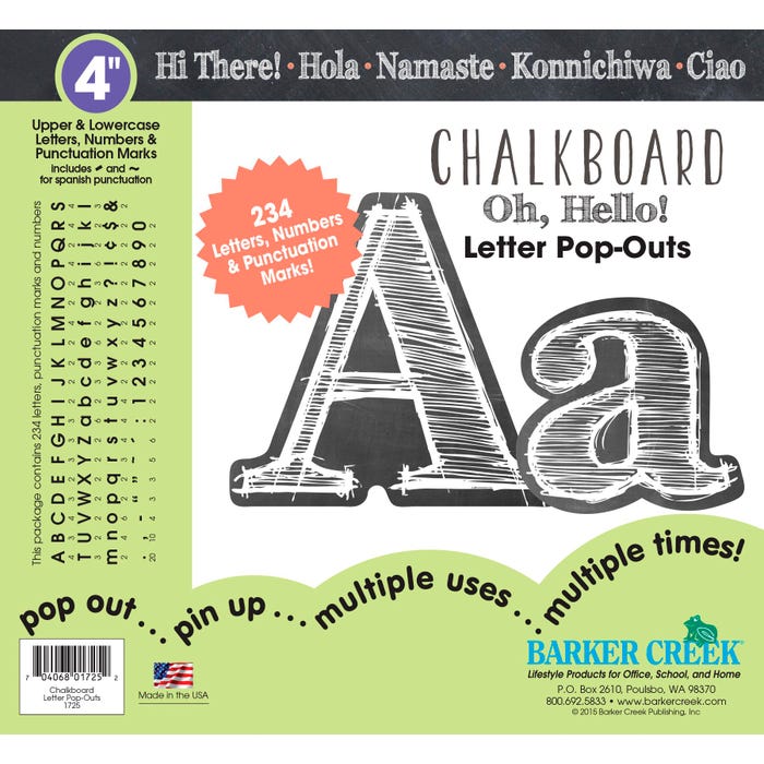Barker Creek Chalkboard Letter Pop-Outs, 4 Inches, Set of 234
