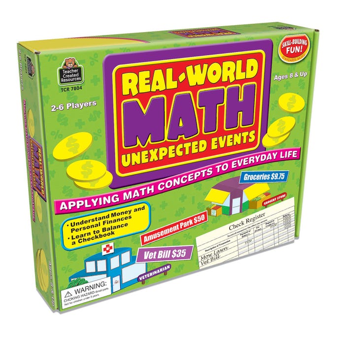 Teacher Created Resources Real World Math Game, 2 - 6 Player, 8+ Years
