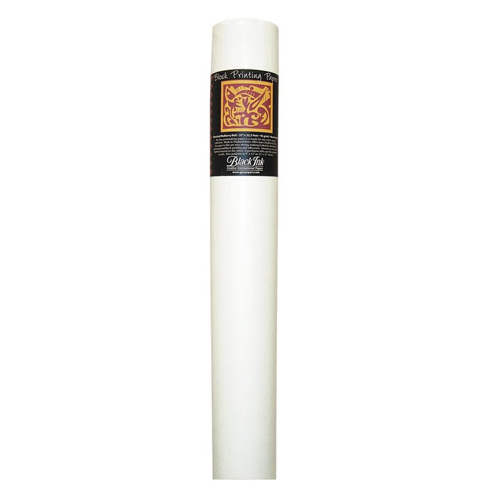 Black Ink Mulberry Paper Roll, 37 Inches x 32 Feet, Bleached