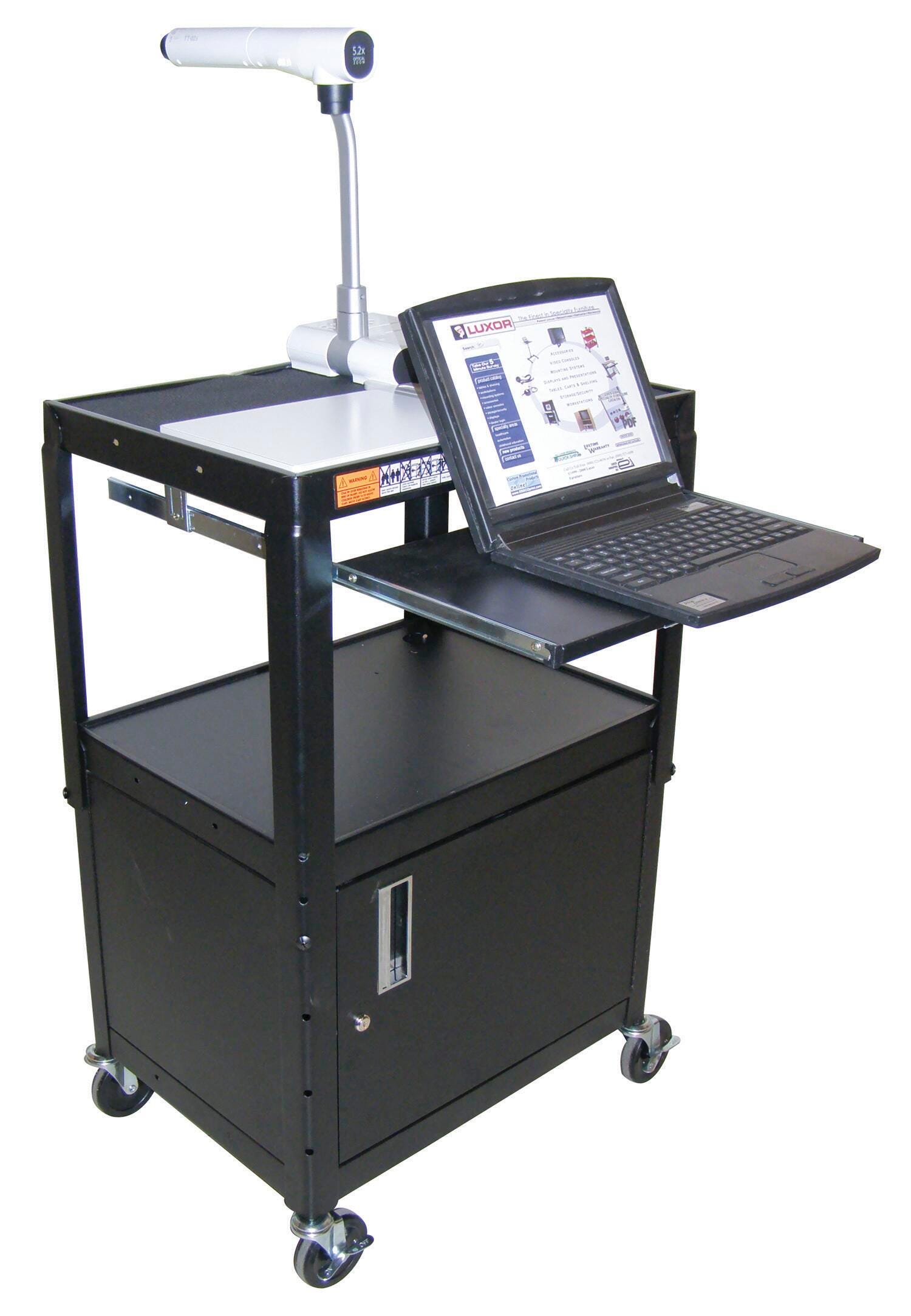 Luxor Computer Workstation 24 in W X 18 in D X 24 - 42 in H, Steel, Black 678007