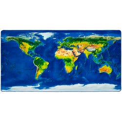 Carpets for Kids Learn our Earth Map Carpet, 4 x 8 Feet, Rectangle, Blue, Item Number 2019723