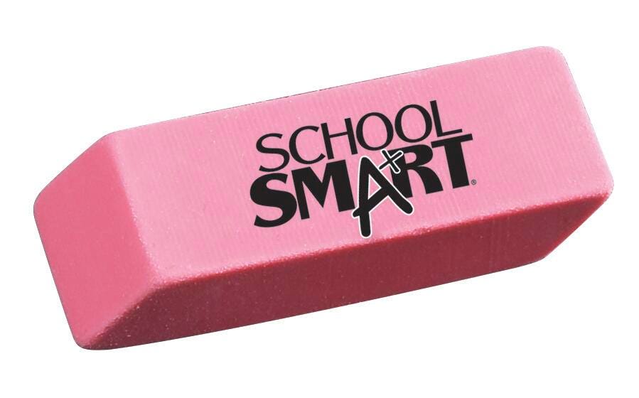 School Smart Beveled Block Erasers, Medium, Pink, Pack of 12 077355
