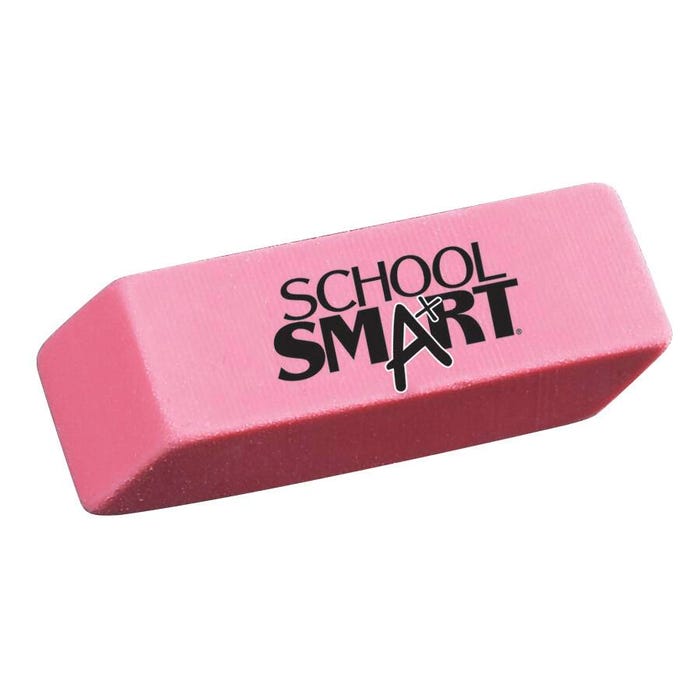 School Smart Beveled Block Erasers, Medium, Pink, Pack of 12