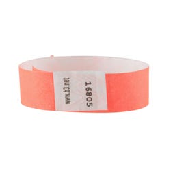 SICURIX Security Wristband 3/4 x 10 inches, Tyvek, Orange, Pack of 100 1465385