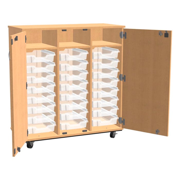 Classroom Select Expanse Series Mobile Tote Storage Cabinet, 24 Three Inch Totes, 44 x 20 x 44 Inches