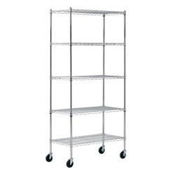 Sandusky Lee Mobile Wire Shelving, 36 W x 18 D x 72 H in, Chrome 1491331