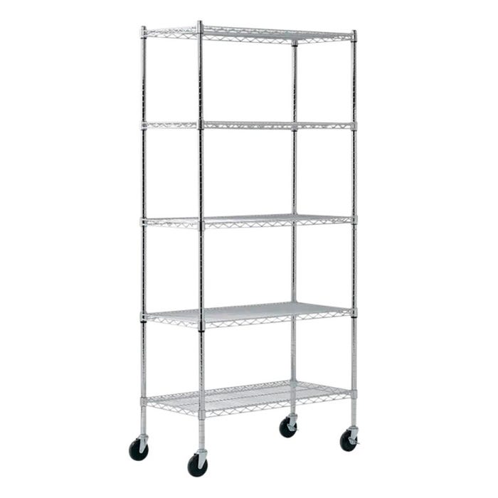 Sandusky Lee Mobile Wire Shelving, 36 x 18 x 72 Inches, Chrome