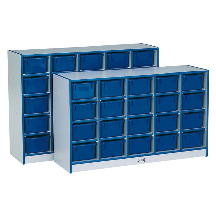 Rainbow Accents 20 Cubbie-Tray Mobile Storage, 48 x 15 x 29-1/2 Inches, Gray and Teal