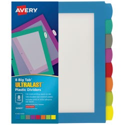 Avery Big Tab Ultralast Plastic Dividers, 8 Tab, Multi-Color 1534816