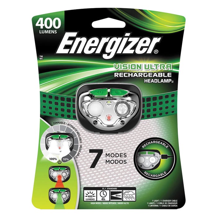 Energizer Vision Ultra Rechargeable Headlamp, Green