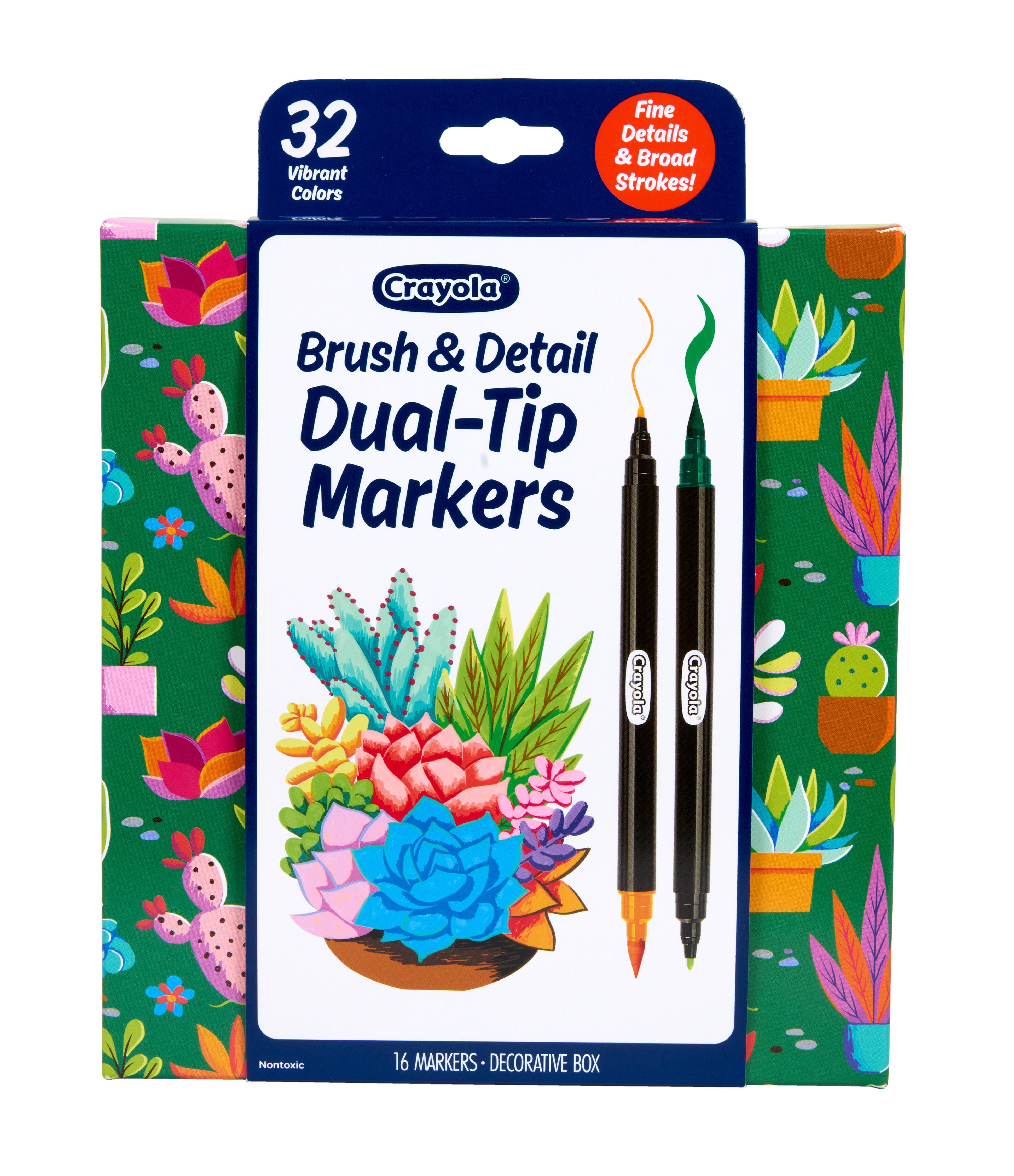 Image for Crayola Brush & Detail Dual Ended Markers, Assorted Colors, Set of 16 from School Specialty