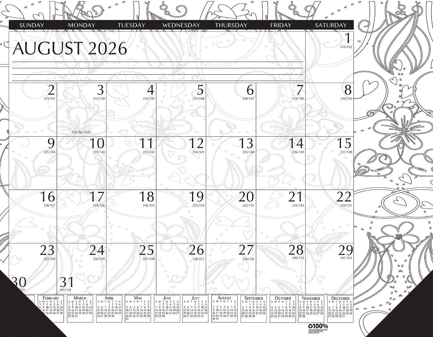 Image for House of Doolittle Compact Academic Desk Pad Calendar, August 2026 to July 2027, 18-1/2 x 13 Inches, Doodle Theme from School Specialty