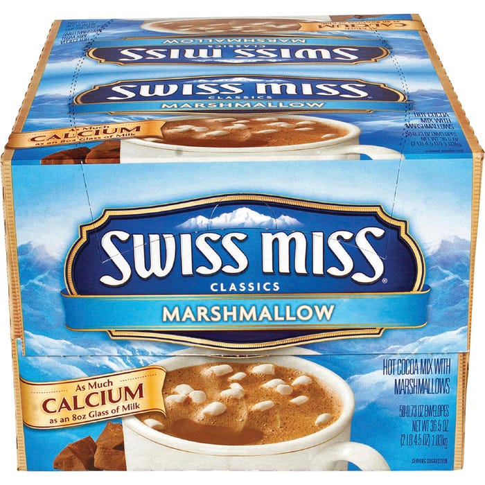 Swiss Miss Milk Chocolate Hot Cocoa Mix -- Hot Cocoa Mix, 0.73 oz. Packets, 50/BX, Marshmallow