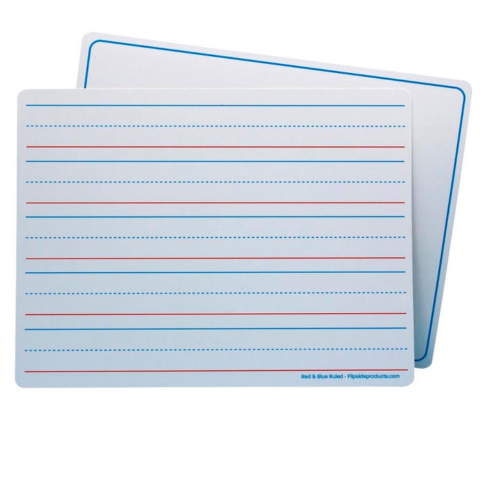 Flipside Two-Sided Dry Erase Learning Mat, Red & Blue Ruled, 9 x 12 Inches, Pack of 12