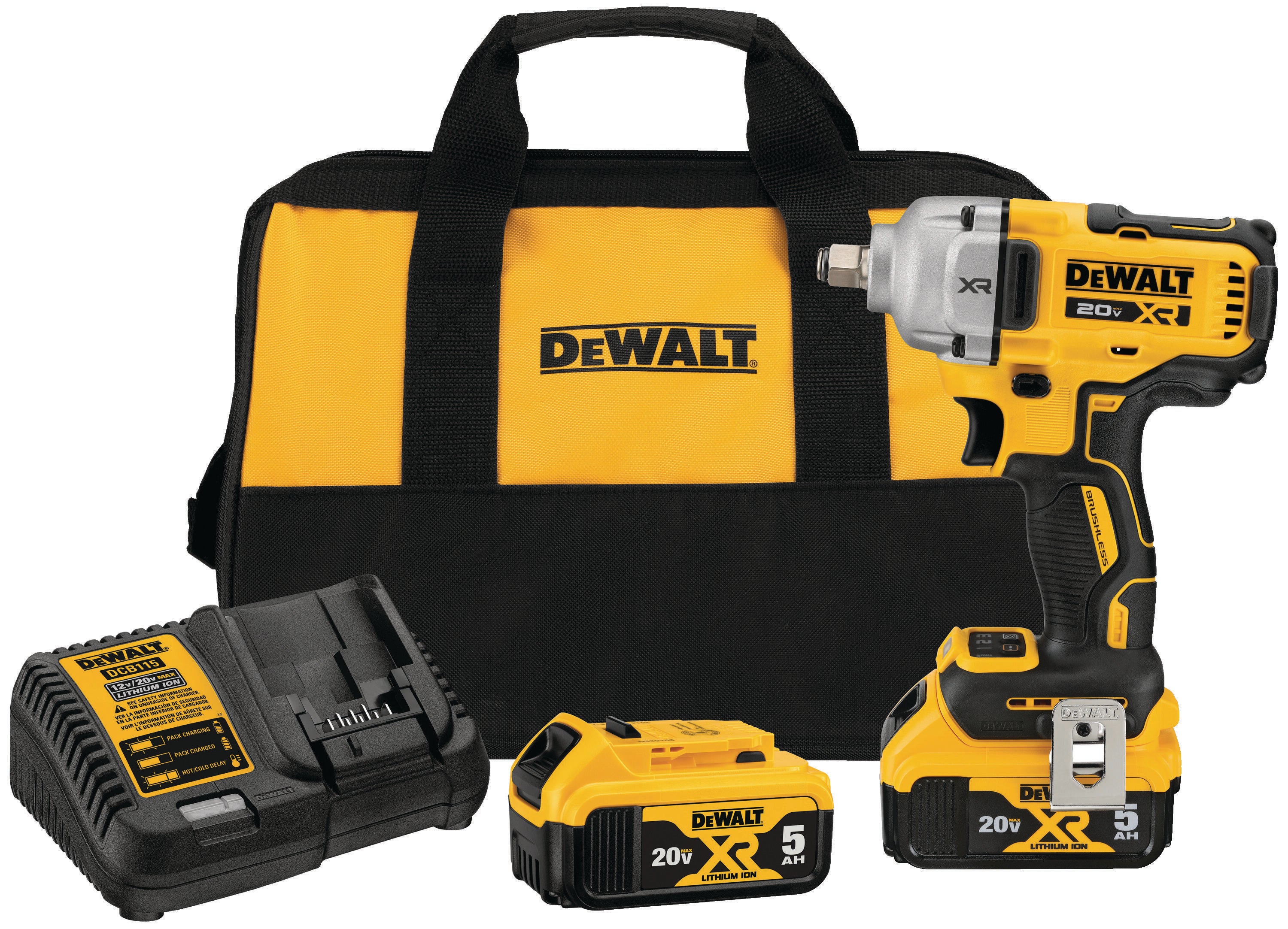DEWALT 20V MAX XR 1/2-Inch Mid-Range Impact Wrench Kit with Hog Ring Anvil