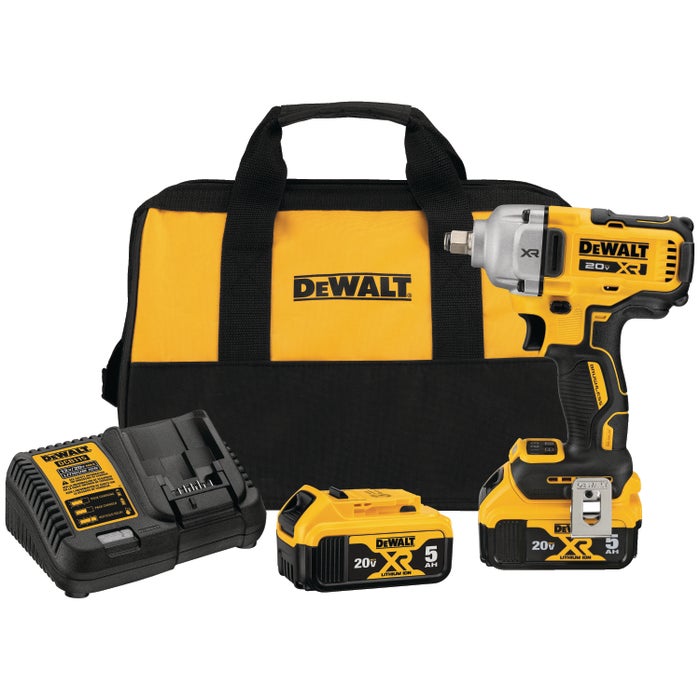 DEWALT 20V MAX XR 1/2-Inch Mid-Range Impact Wrench Kit with Hog Ring Anvil