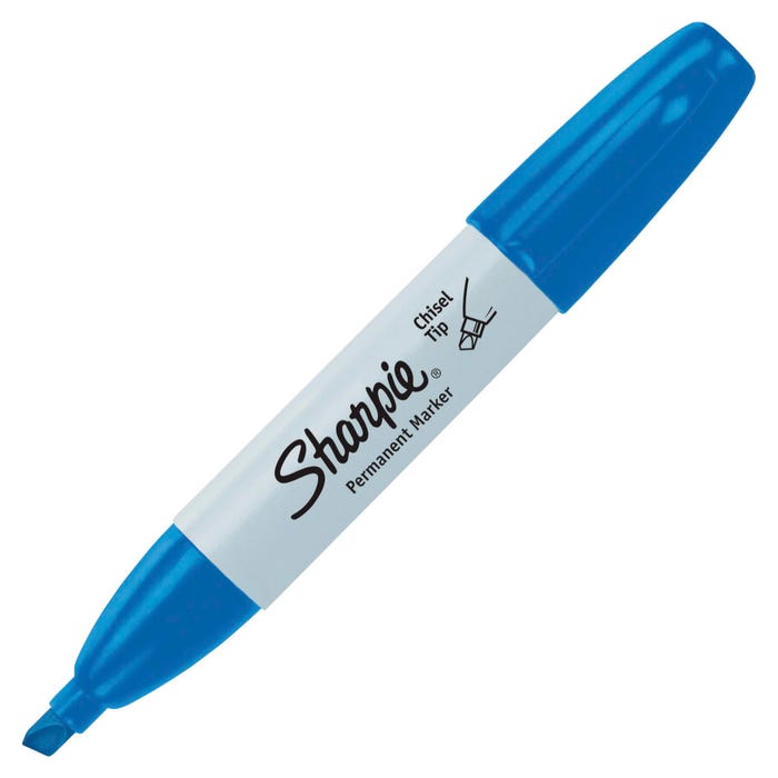 Sharpie Permanent Markers, Chisel Tip, Blue, Pack of 12