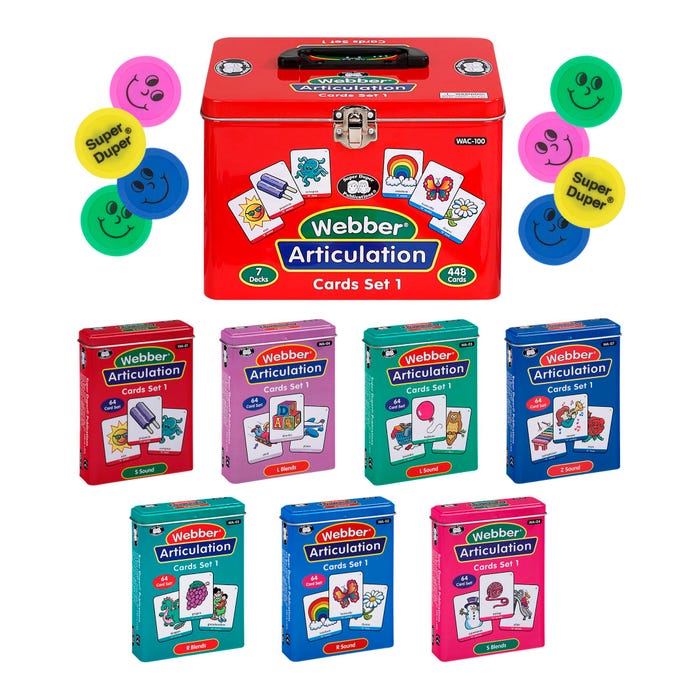Super Duper Webber Articulation Cards with Illustrations, Set 1 for S, R, L, Z, S, R, and L Blends