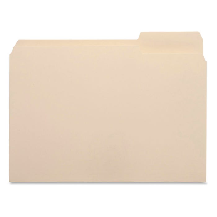 Business Source File Folder, Letter Size, 1/3 Right Cut Tabs, Manila, Pack of 100