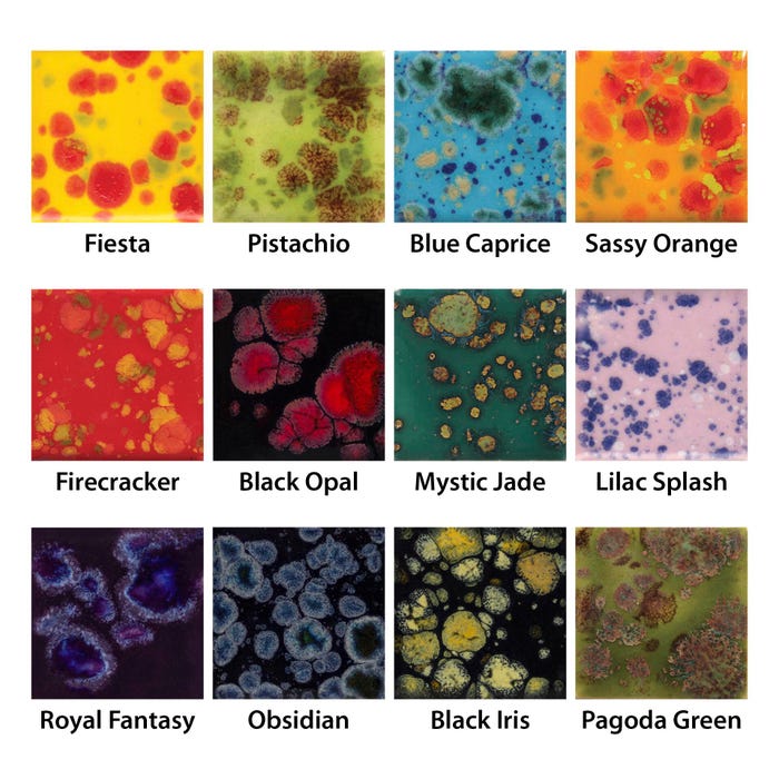 Sax Colorburst Glazes, 1 Pint Containers, Assorted Colors, Set of 12