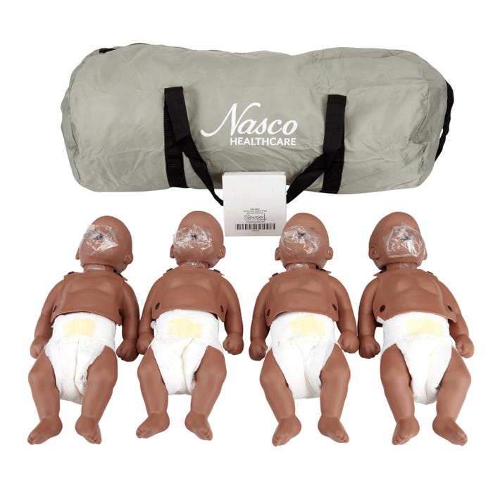 Simulaids Sani-Baby CPR Manikins, Set of 4, Dark Skin Tone