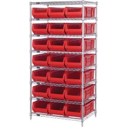 Quantum 8-Shelf Steel Storage Shelf Unit with 21 Bins, Wide, 36 x 24 x 74 Inches 4000955