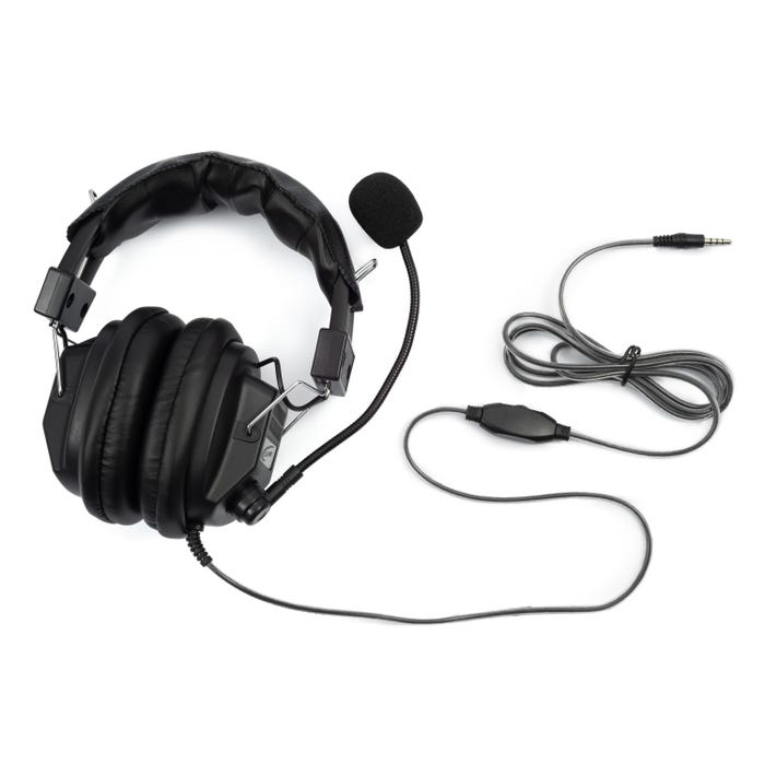 Califone 3068MT CT Over-Ear Stereo Headset with Gooseneck Microphone and Inline Volume Control, 3.5mm Plug, Black