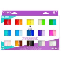 Sculpey III Polymer Modeling Compound Clay, Sampler Pack, Set of 30, Item Number 400157