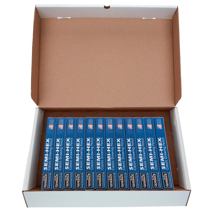 General's Semi-Hex Drawing Pencils Classroom Pack, Assorted Hardness, Set of 144