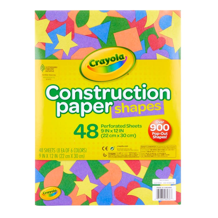 Crayola Construction Paper Shapes, 9 x 12 Inches, Assorted Colors, Pack of 48