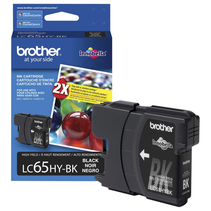 Brother LC65HYBK Ink Cartridge, 900 Page Yield, Black