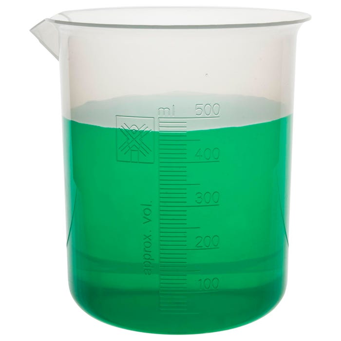 Eisco 500mL Polypropylene Beaker, Molded Graduations