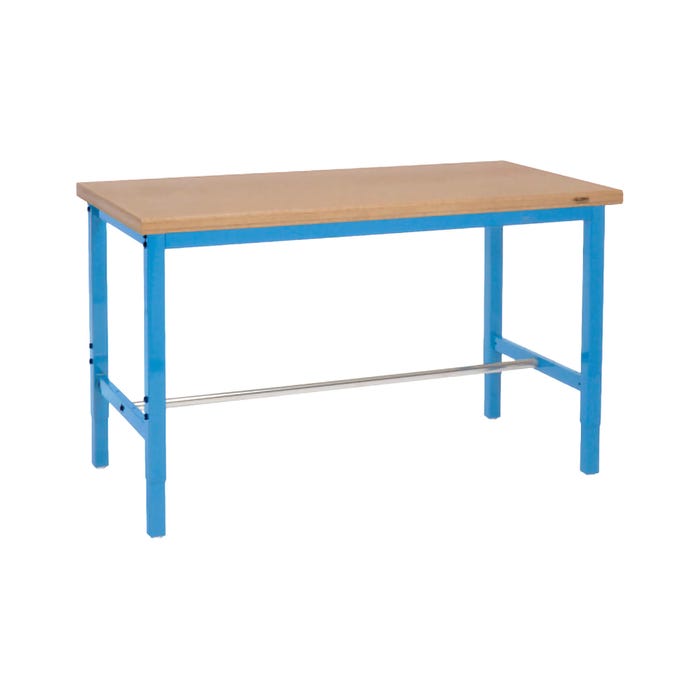 Global Industrial Adjustable Height Workbench with Square Tube Leg, Shop Top Safety Edge