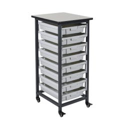 Luxor Mobile Bin Storage Unit, Single Row, 8 Bins, 3 Inch Deep 1581421