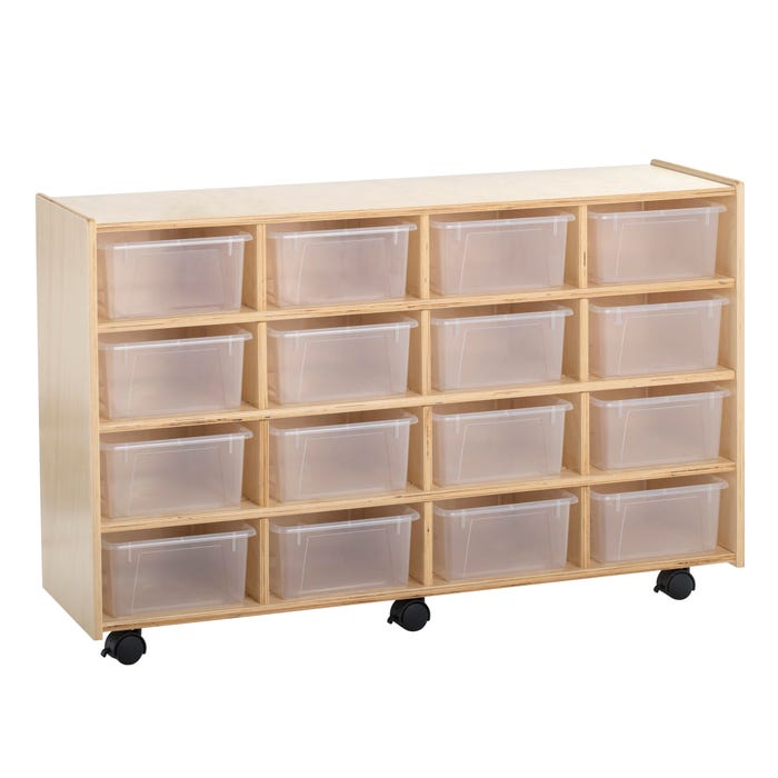 Childcraft Flex Mobile Cubby Unit, 16 Translucent Bins, 47-3/4 x 14-1/4 x 30 Inches