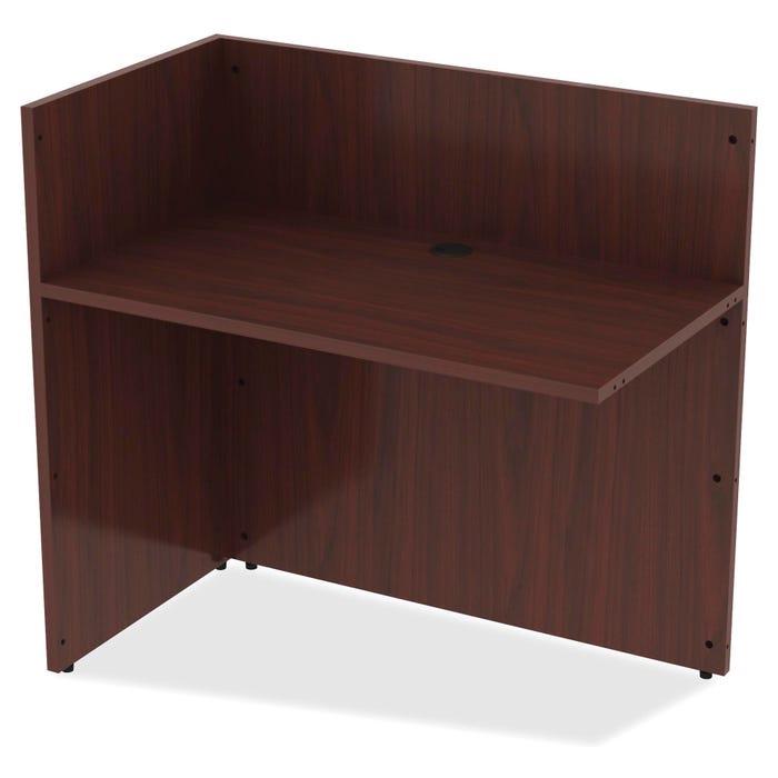 Lorell Essentials Laminate Reception Desk, 42 x 24 x 41-1/2 Inches, Mahogany