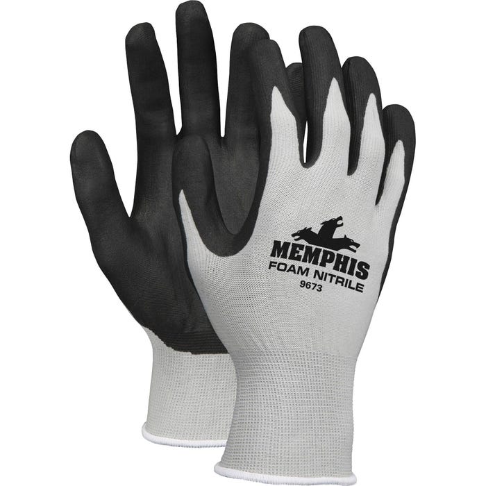 Memphis 13-Gauge Palm Protective Gloves, Size XL, Black and Gray, Pack of 12 Pairs