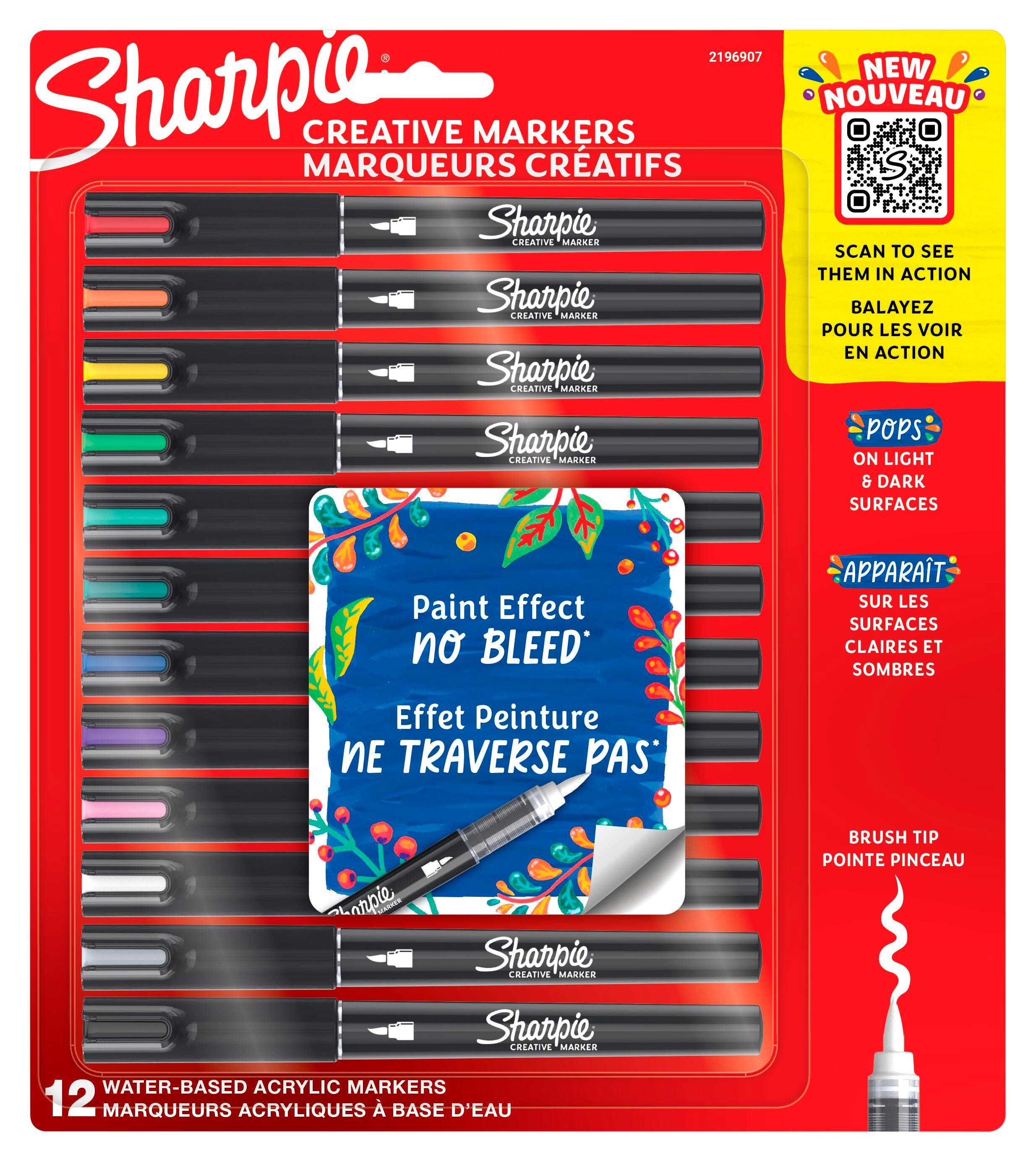 Image for Sharpie Creative Markers, Brush Tip, Assorted Colors, Set of 12 from School Specialty