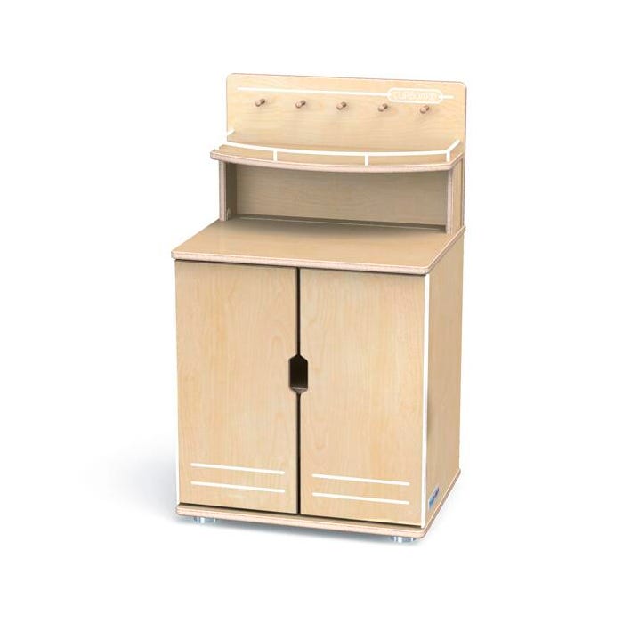 Jonti-Craft TrueModern Play Kitchen Cupboard, Baltic Birch, Aluminum Feet, 20 x 15 x 34-1/2 Inches