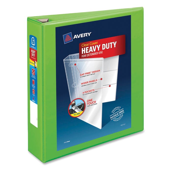 Avery DuraHinge Heavy Duty View Binder, 2 Inch, EZD Ring, Chartreuse
