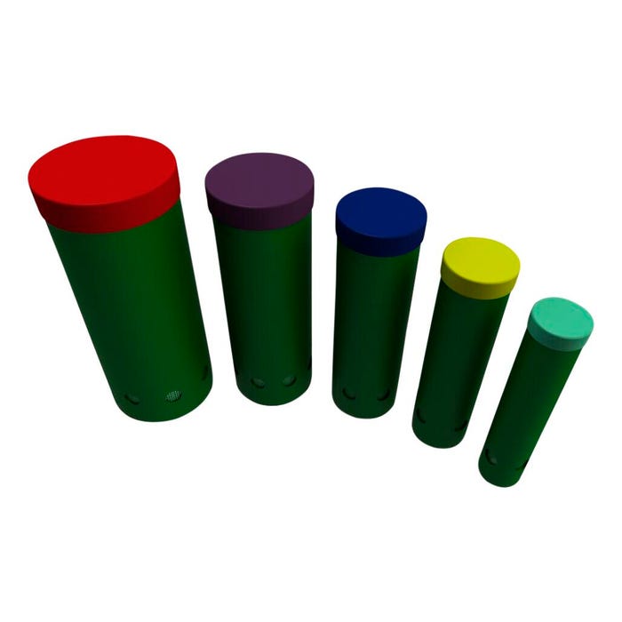 Freenotes Harmony Park Tuned Drums, Surface Mount, Rainbow Caps, 75 x 15 x 37 inches