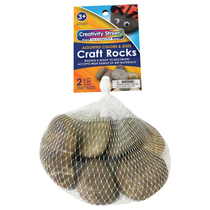 Creativity Street Craft Rocks, Assorted Natural Colors, Assorted Sizes, 2 Pounds