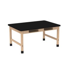 Diversified Woodcrafts Science Table with Book Compartments, ChemGuard Top, 60 x 42 x 30 Inches, Oak, Black